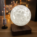 Luminária lunar magnética flutuante e giratória com base de madeira, 3 temperaturas de cor, luzes noturnas LED com impressão 3D para presentes exclusivos, decoração de quarto.