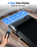 Foldable 6% Slope Under Desk Treadmills 2.5 HP Quiet Walking Pad Portable Remote Control LED Display 300LBS Exercise Walkingpad