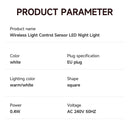 Luz noturna LED sem fio com sensor de controle de luz e plugue europeu, ideal para bebês e crianças, perfeita para cabeceira, quarto e corredor.