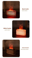 HOMEFISH Aromaterapia de sete cores, Lâmpada de óleo essencial para quarto, Umidificador de mesa com chama em tom de madeira, novo estilo!