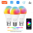 Tuya Bluetooth LED Bulb Lamps Dimmable 15W 18W E27 B22 220V RGBCW Color Change Smart Life APP Group Control Music Rhythm Timing