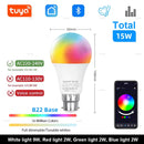 Tuya Bluetooth LED Bulb Lamps Dimmable 15W 18W E27 B22 220V RGBCW Color Change Smart Life APP Group Control Music Rhythm Timing