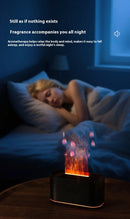 HOMEFISH Aromaterapia de sete cores, Lâmpada de óleo essencial para quarto, Umidificador de mesa com chama em tom de madeira, novo estilo!