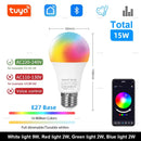 Tuya Bluetooth LED Bulb Lamps Dimmable 15W 18W E27 B22 220V RGBCW Color Change Smart Life APP Group Control Music Rhythm Timing