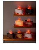 HOMEFISH Aromaterapia de sete cores, Lâmpada de óleo essencial para quarto, Umidificador de mesa com chama em tom de madeira, novo estilo!