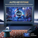 Mini projetor inteligente P30PRO Android 14 com Wi-Fi 6 e Bluetooth 5.0, suporta resolução 4K (1280 x 720p) e espelhamento de ecrã. Ideal para home theater.