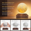 Luminária lunar magnética flutuante e giratória com base de madeira, 3 temperaturas de cor, luzes noturnas LED com impressão 3D para presentes exclusivos, decoração de quarto.