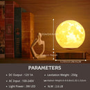 Luminária lunar magnética flutuante e giratória com base de madeira, 3 temperaturas de cor, luzes noturnas LED com impressão 3D para presentes exclusivos, decoração de quarto.