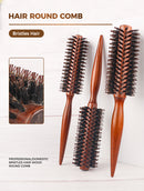 12 Style Wood Handle Round Rolling Brush Straight Twill Hair Comb Boar Bristle Round Barrel Hair Curling Brush Hairdressing Tool